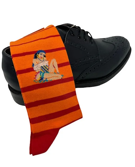 anti-slip socks for hospital use -DMITRY "Baila Me" Patterned Made in Italy Mercerized Cotton Socks