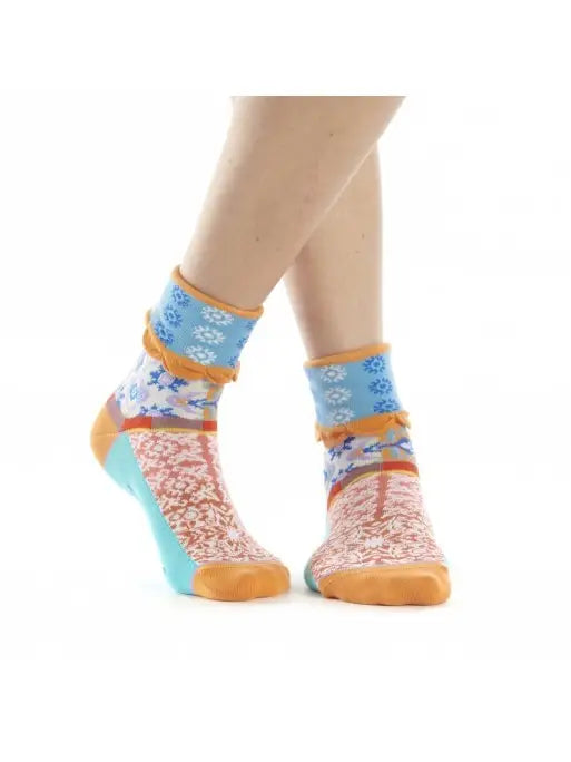 thick thermal socks for winter -Women's Patterned Made in Italy Mercerized Cotton Socks