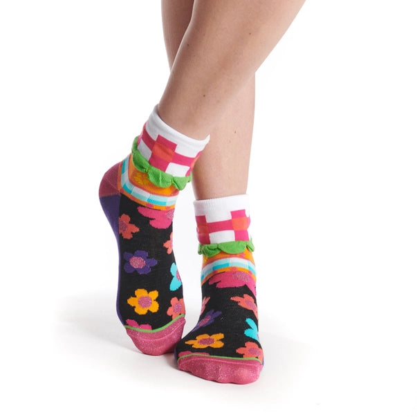 wool socks for snowboarding -Women's Patterned Made in Italy Mercerized Cotton Socks