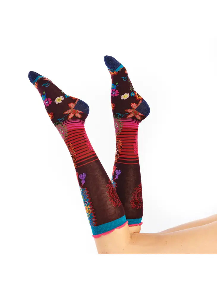 knee-high socks for women -Women's Patterned Made in Italy Mercerized Cotton Socks