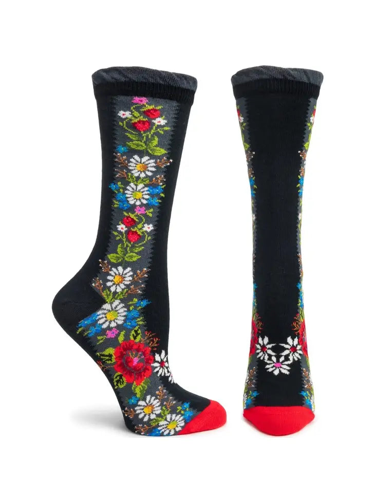 insulated socks for cold weather -Women's Patterned Mercerized Cotton Socks