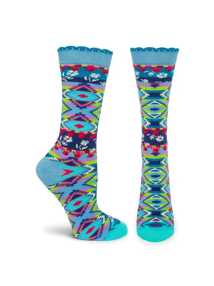 premium wool socks for hiking -Women's Patterned Mercerized Cotton Socks