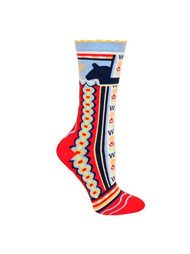 long socks for cold days -Women's Patterned Mercerized Cotton Socks