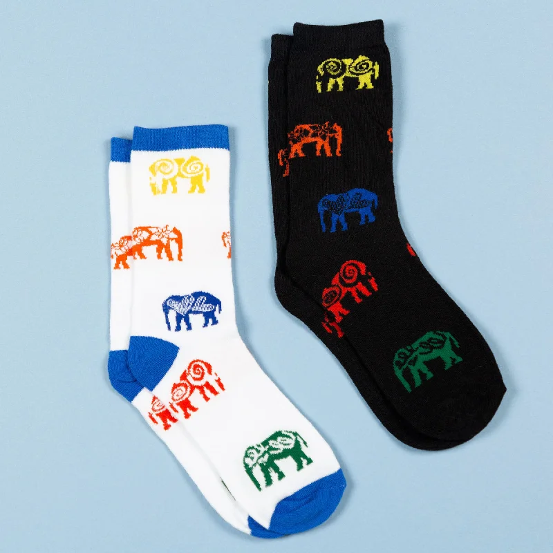 wool blend socks for camping trips -Elephant Love Socks - Set of 2