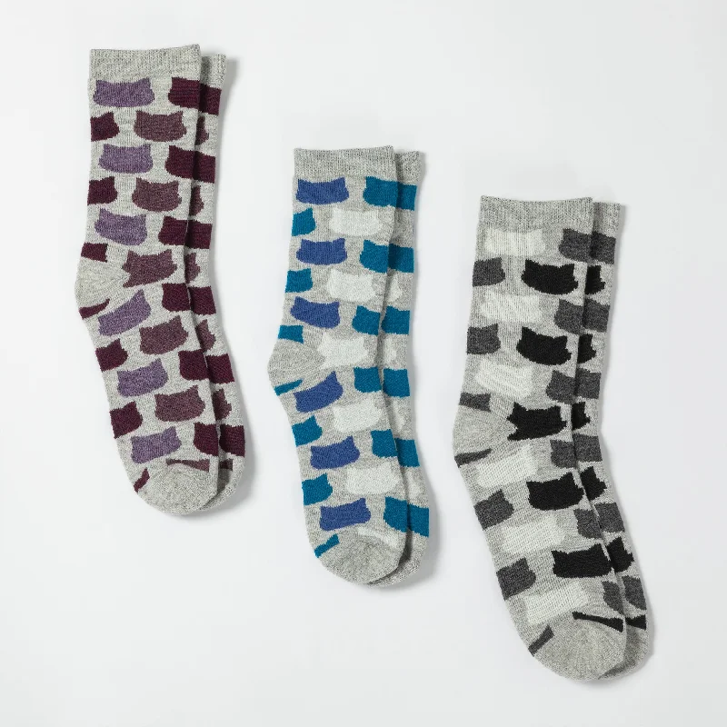 thermal socks for camping -All Over Cats Alpaca Socks