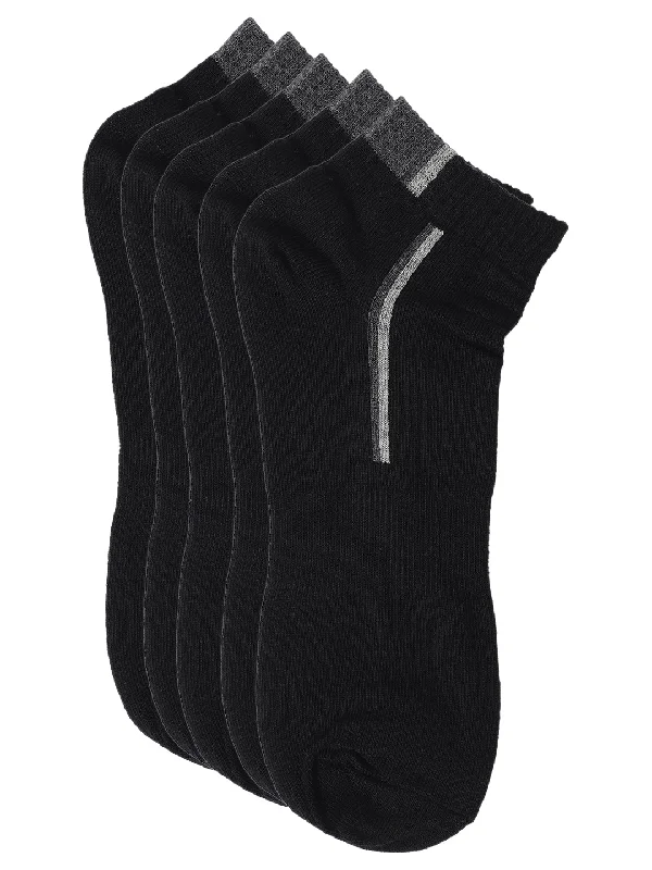 stylish athletic socks for running -Men's Black Fashion Ankle length  Socks -Pack of 5