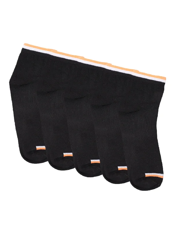 wool blend socks for camping trips -Men's Black Basic Ankle length Socks -Pack of 5