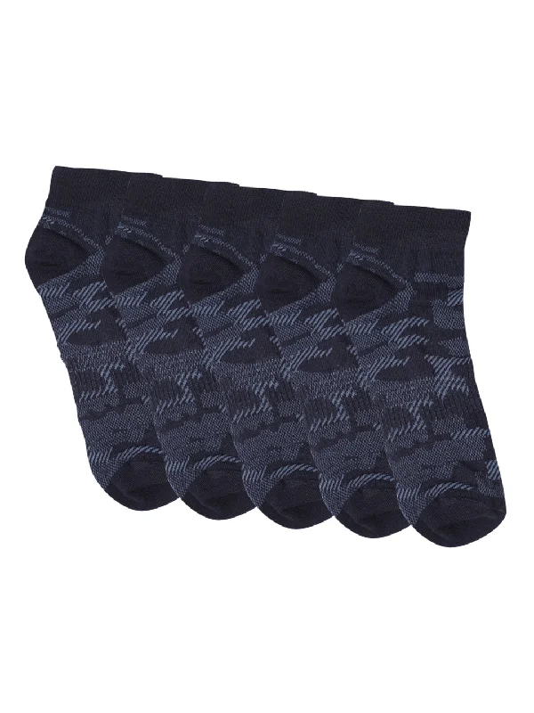 performance socks for cycling -Men's Navy Blue Basic Ankle length Socks -Pack of 5