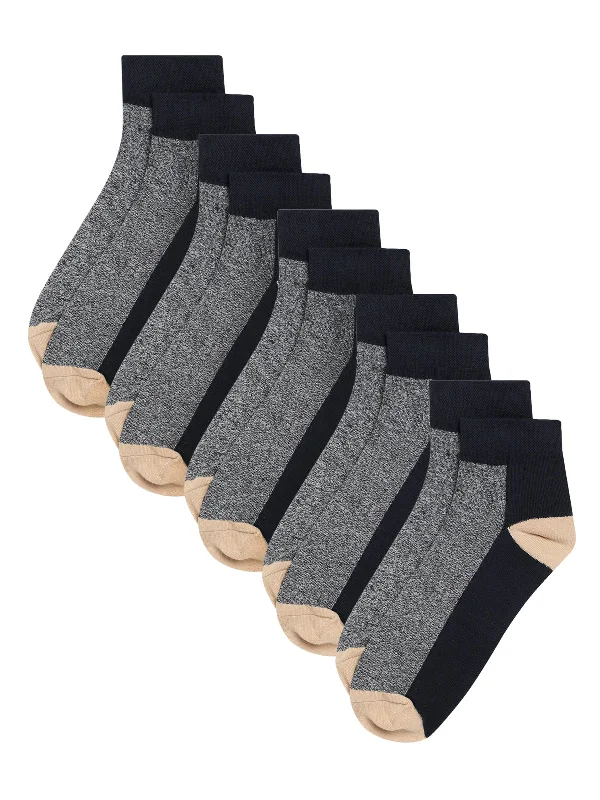 comfortable wool socks for hiking -Men Set of 5 Navy Ankle Length Socks