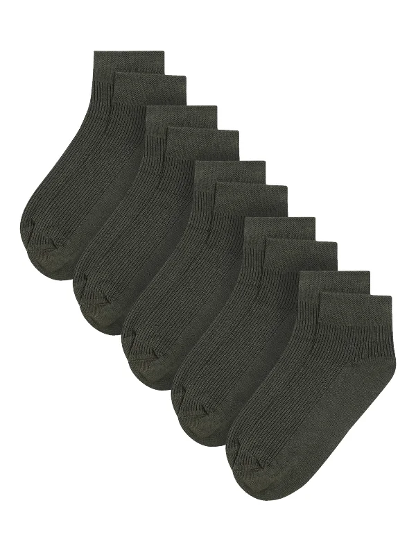 soft bamboo socks for summer -Men Set of 5 Olive Ankle Length Socks