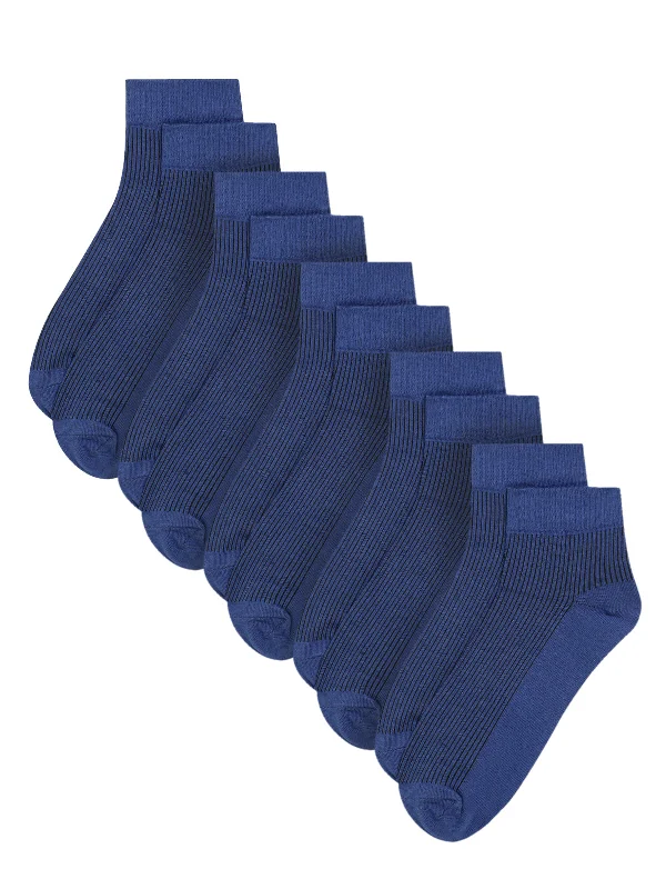 wool socks for hiking and trekking -Men Set of 5 Royal Blue Ankle Length Socks