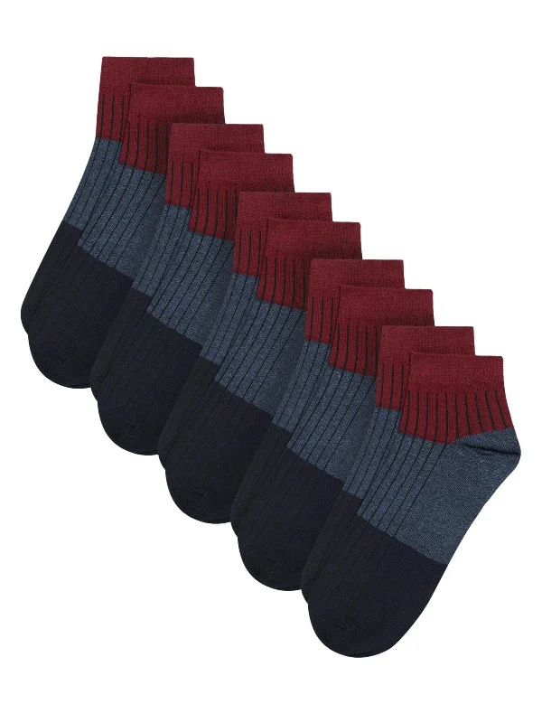 thermal socks for camping -Men Set of 5 Maroon Ankle Length Socks