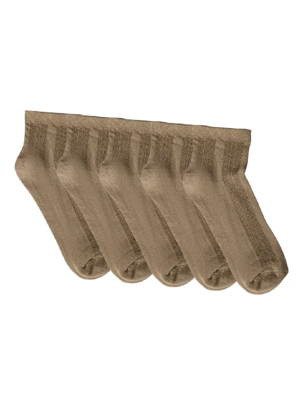 thick wool socks for snow and ice -Men's Beige Basic Ankle length Socks -Pack of 5