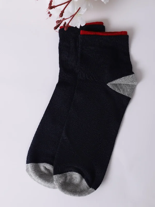 colorful cotton socks for work -Men's Navy Blue Basic Ankle length Socks -Pack of 5