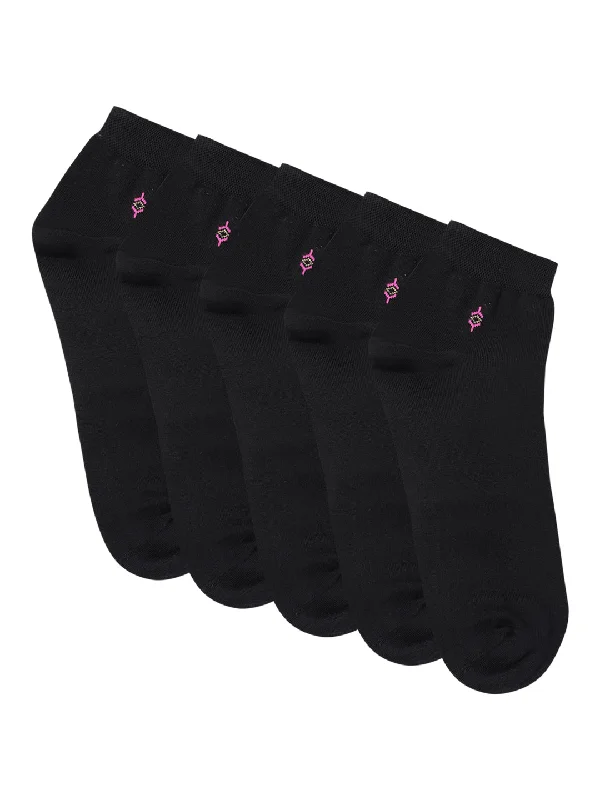 anti-bacterial socks for athletes -Men Set of 5 Black Ankle Length Socks