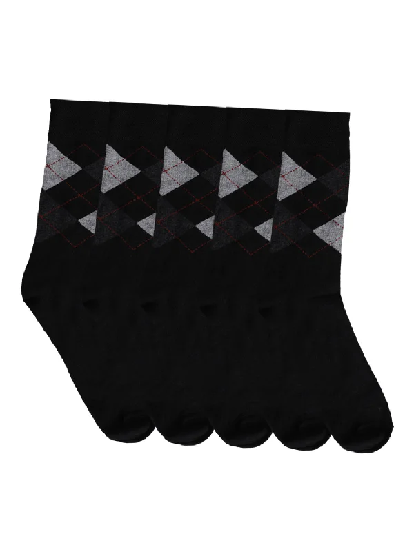 trendy socks for winter outfits -Men's Black Basic Crew length Socks -Pack of 5