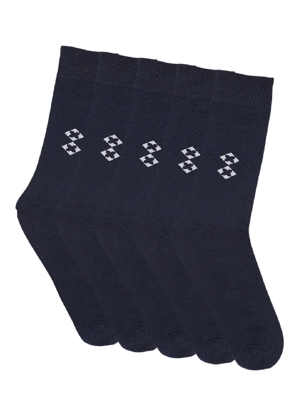 athletic socks for tennis -Men's Navy Blue Basic Crew length Socks -Pack of 5