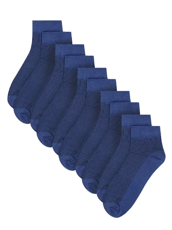 novelty socks for boys -Men Set of 5 Royal Blue Ankle Length Socks