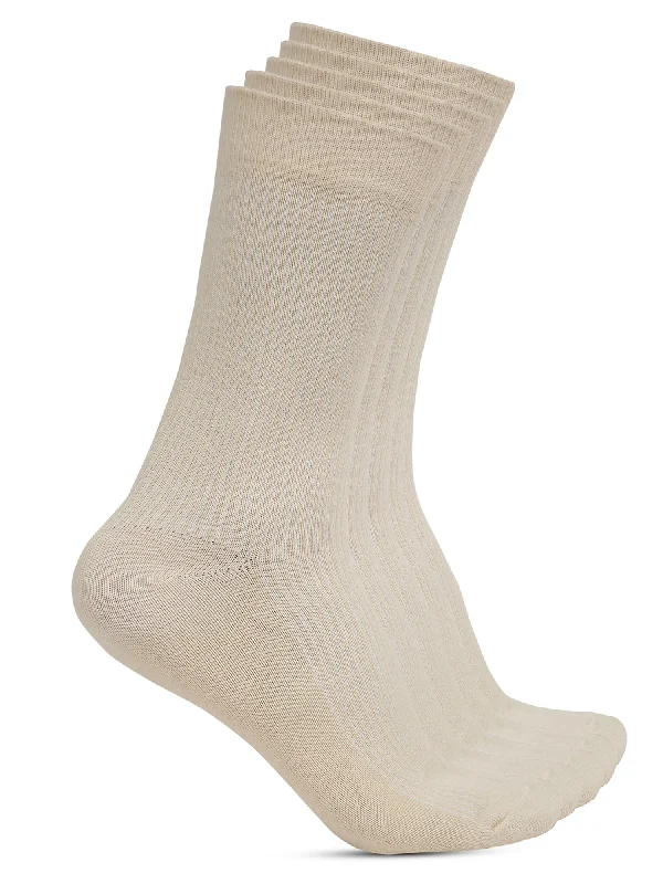 high-performance sport socks for runners -Men's Cream Basic Crew length Socks -Pack of 5