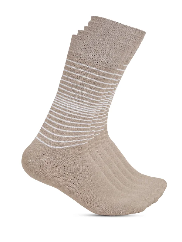 casual socks for warmer climates -Men's Beige Basic Crew length Socks -Pack of 5