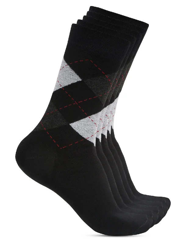 cushioned socks for trail running -Men's Black Basic Crew length Socks -Pack of 5