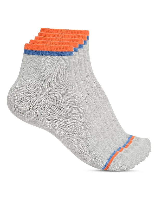 moisture-wicking socks for biking -Men's Grey Melange Fashion Ankle length Socks -Pack of 5