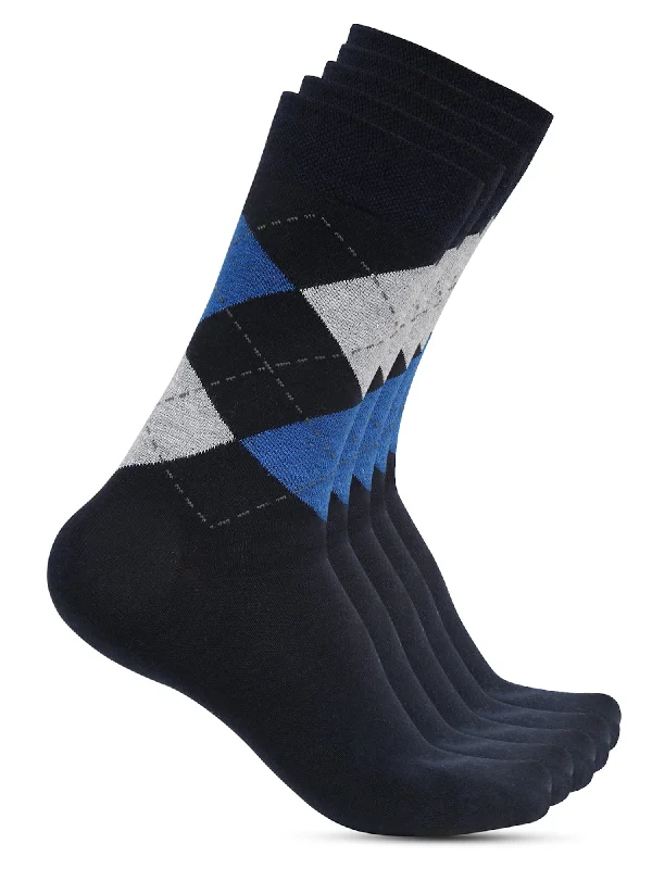 eco-friendly bamboo socks for women -Men's Navy Blue Basic Crew length Socks -Pack of 5