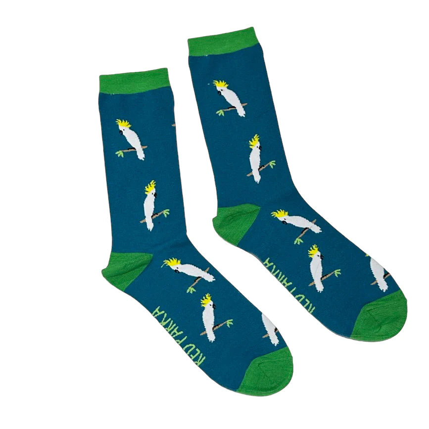 cozy socks for lounging at home -Sulphur-Crested Cockatoo Socks