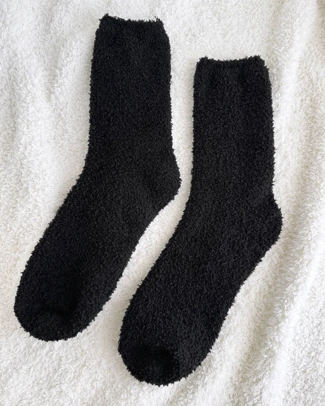 moisture-wicking socks for extreme sports -Black Bia Fuzzy Yarn Socks