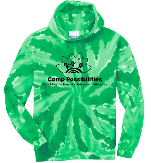 camping sleeping bag liner accessories-Camp Possibilities Port & Company Tie-Dye Hooded Sweatshirt