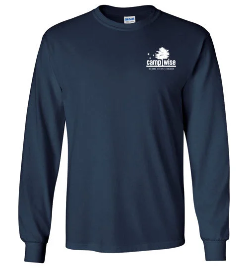 camping accessories for backpacking-Camp Wise Long Sleeve T-Shirt - Navy