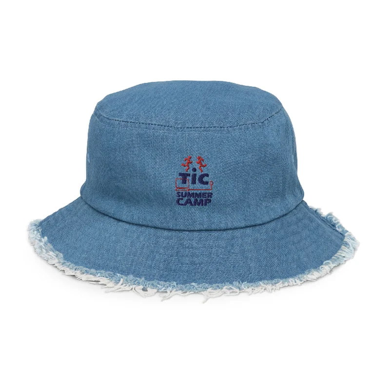 camping shoe accessories-TIC Distressed Denim Bucket Hat