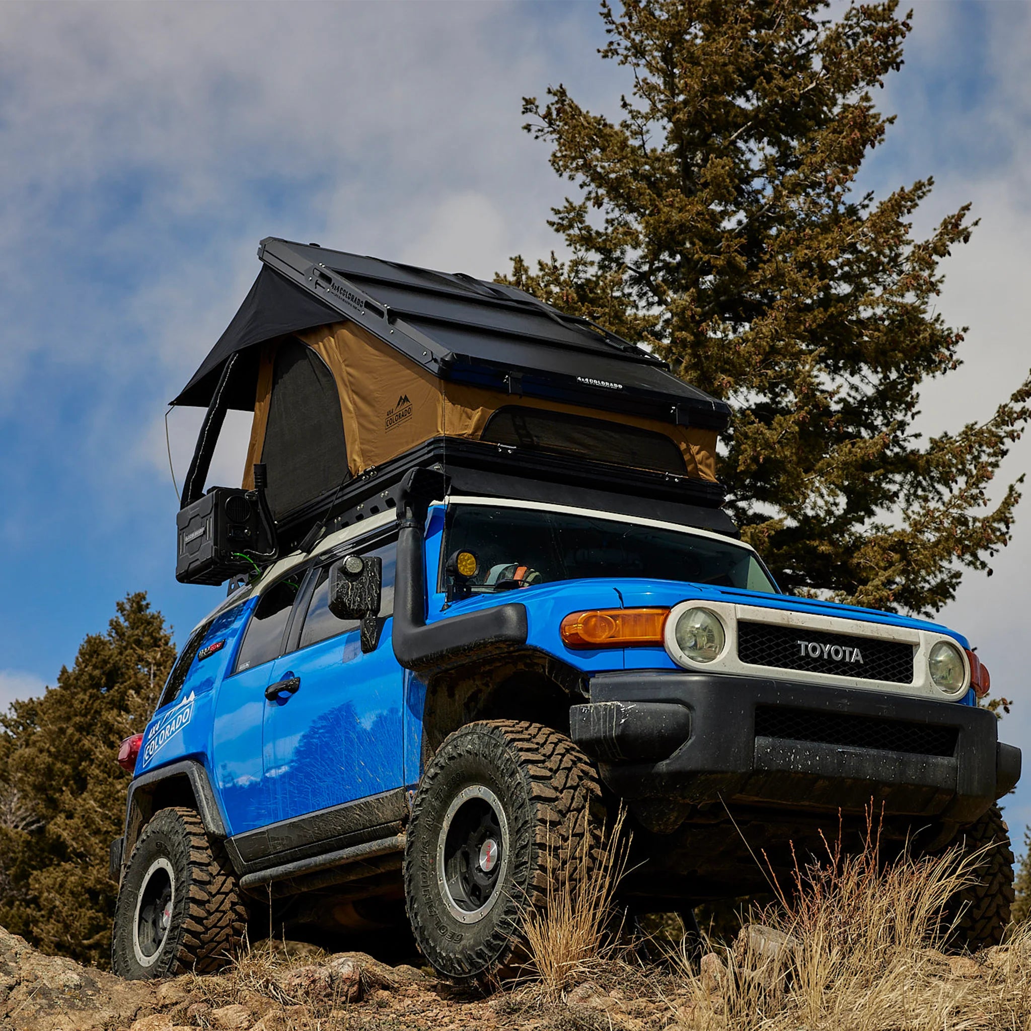 camping headlamp with long-range beam -4X4 Colorado Nimbus Hardshell Roof Top Tent